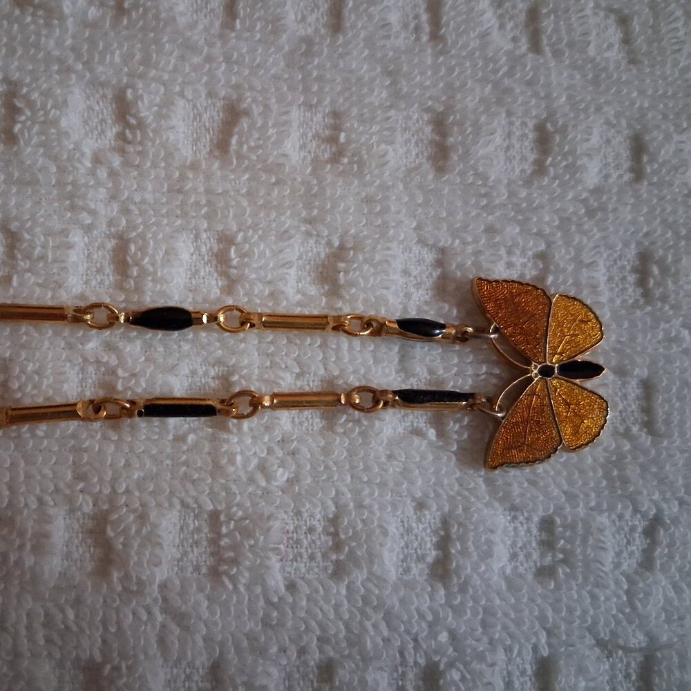 Costume Jewelry Necklace - Gold and Black Butterfly